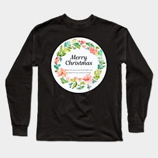 Merry Christmas Round Sticker 12 Long Sleeve T-Shirt